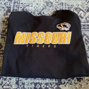 Y2K University of Missouri MIZZOU Black and Gold Crewneck Stitched Graphic XXL